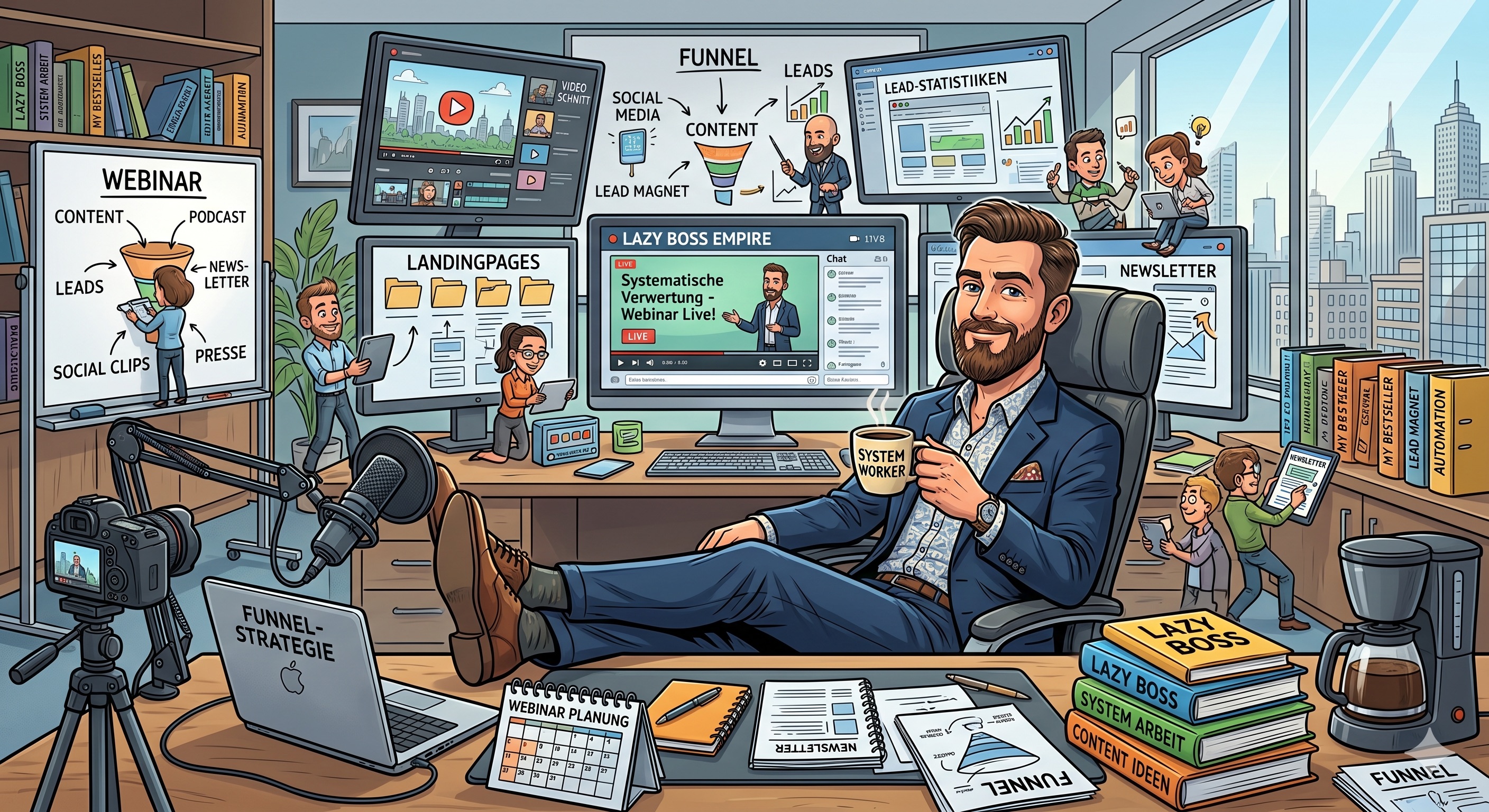 Lazy-Boss-Masterclass mit Webinar, KI und 5-Euro-System